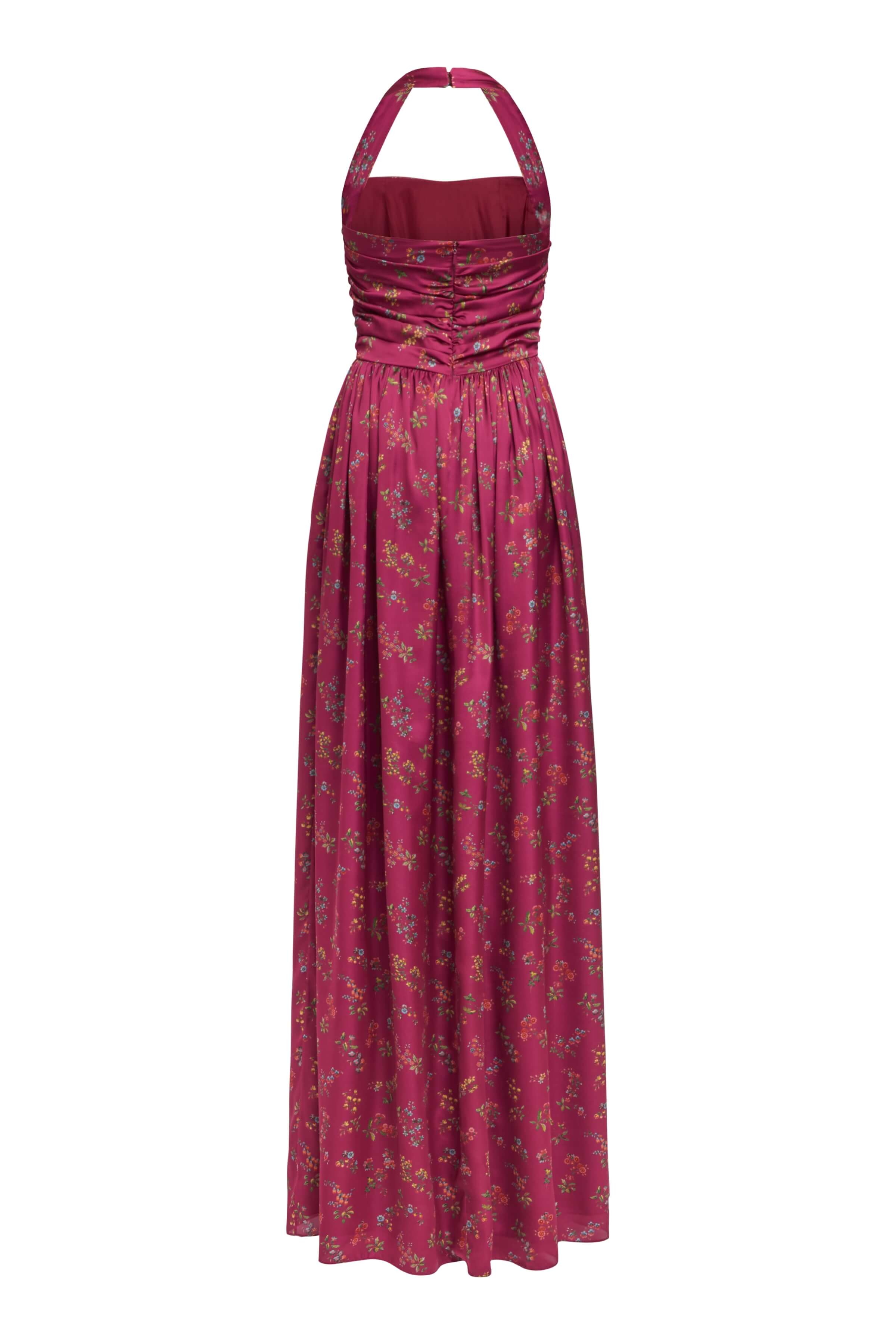 Anastasia Floral Ruched Halter Gown