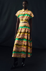Sunset Cotton Seam Detail Shirtdress in Multi