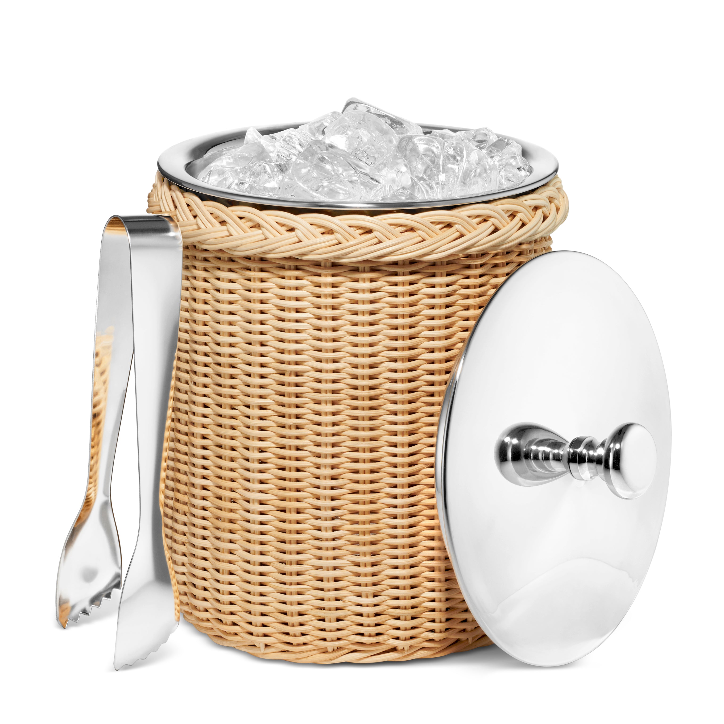 Freya Wicker Ice Bucket with Ice Tongs