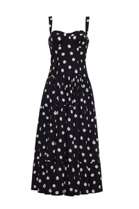 Santiago Dress in Spot Black Egret