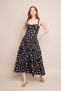 Santiago Dress in Spot Black Egret