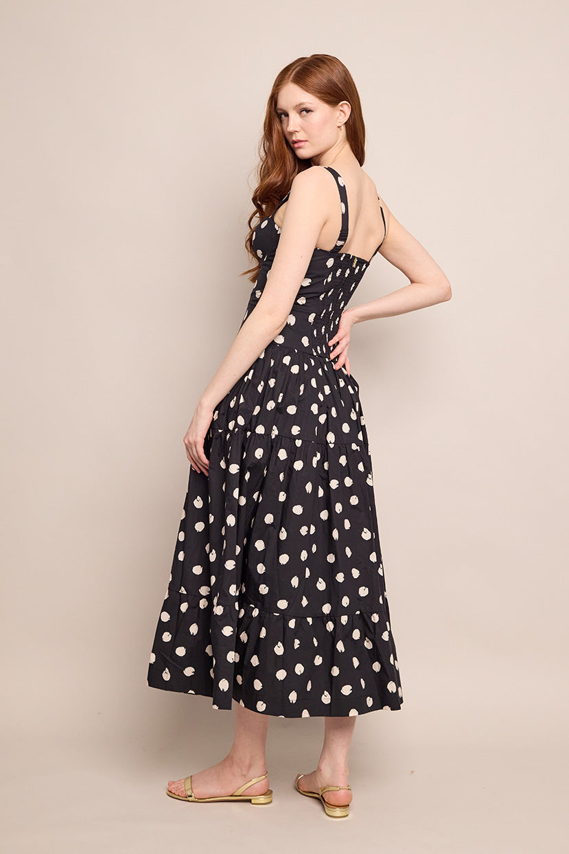 Santiago Dress in Spot Black Egret