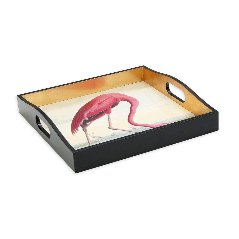 Audubon Birds Flamingo Lacquer Square Tray