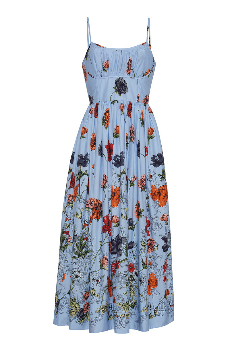 Alba Midi Dress in Botanica Blue