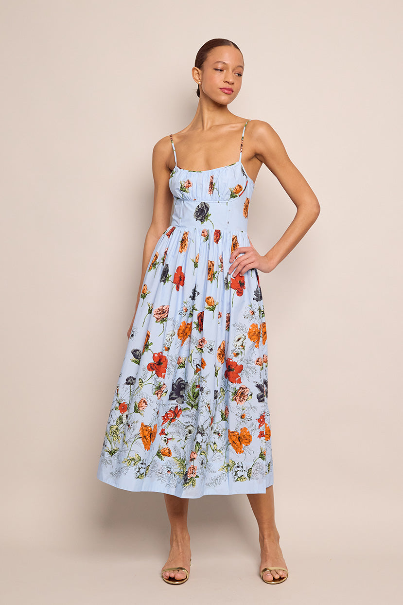 Alba Midi Dress in Botanica Blue