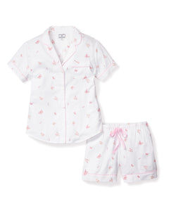 Women’s Twill Pajama Short Sleeve Short Set in Butterflies