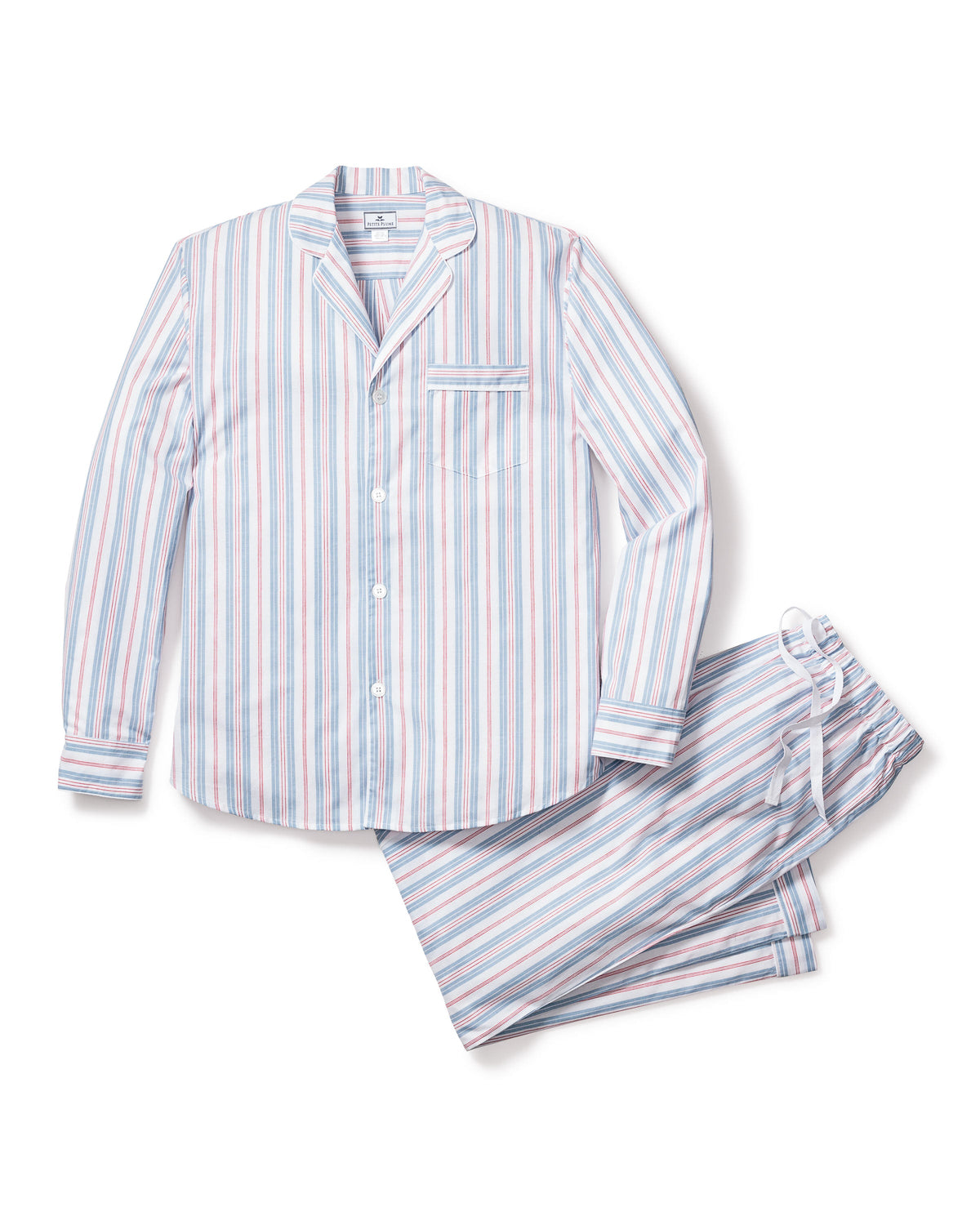 Men’s Twill Pajama Set in Vintage French Stripes