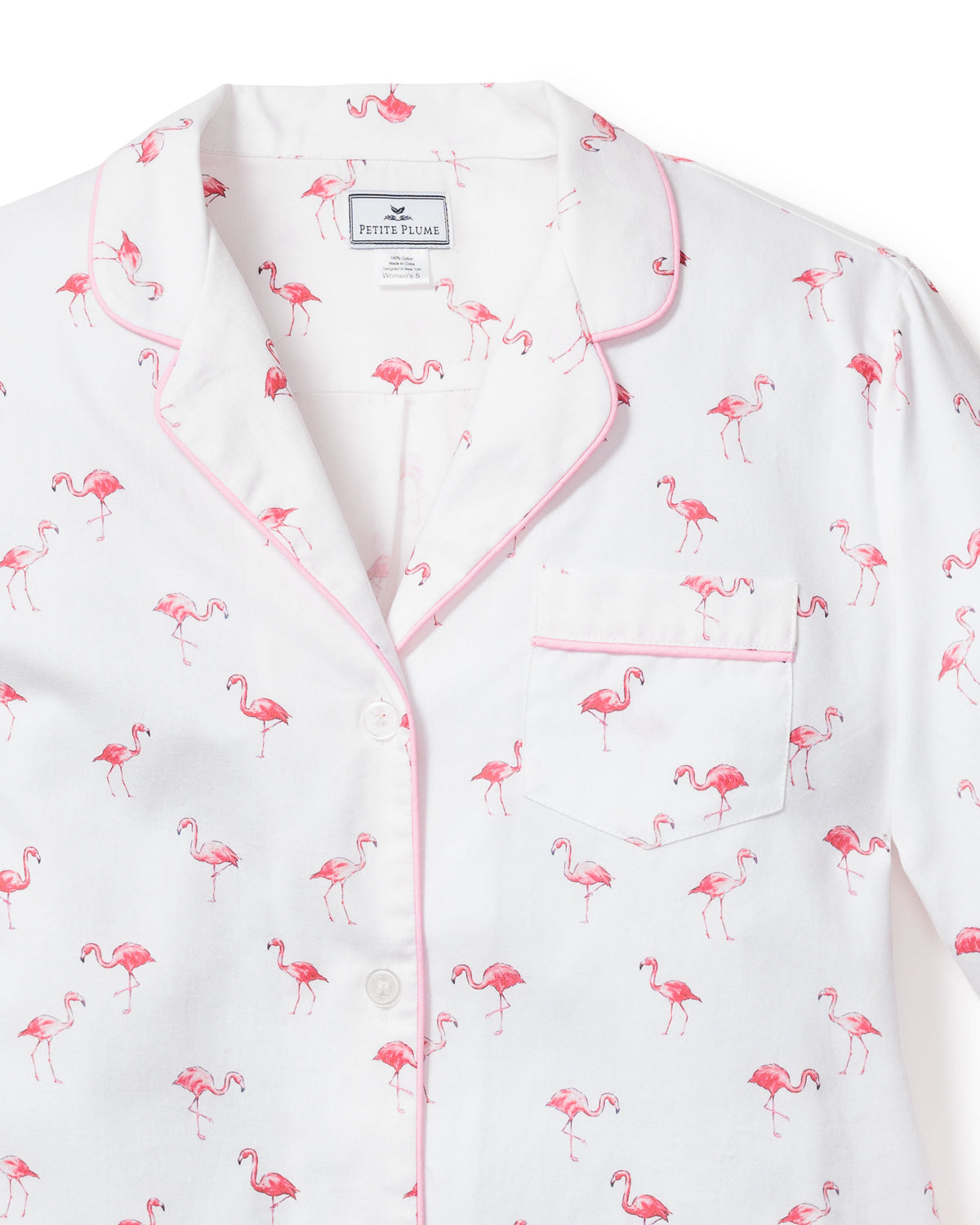 Women’s Twill Short Sleeve Short Set in Flamingos