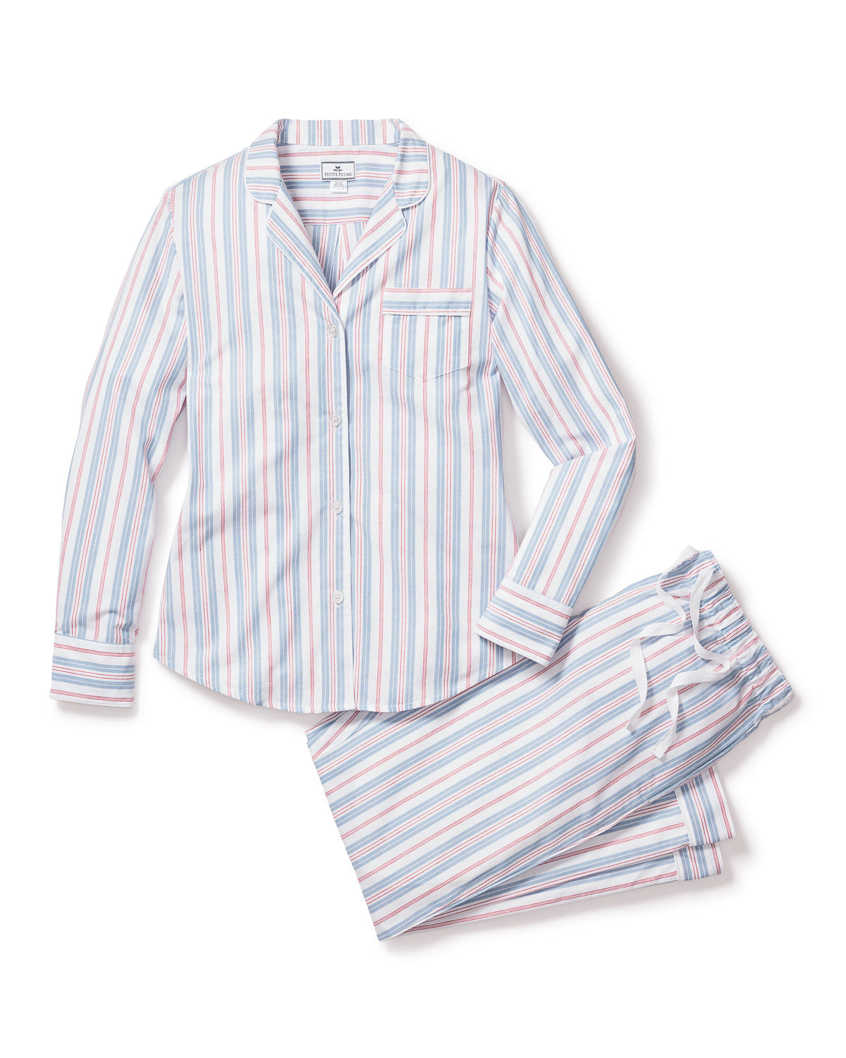 Women’s Twill Pajama Set in Vintage French Stripes