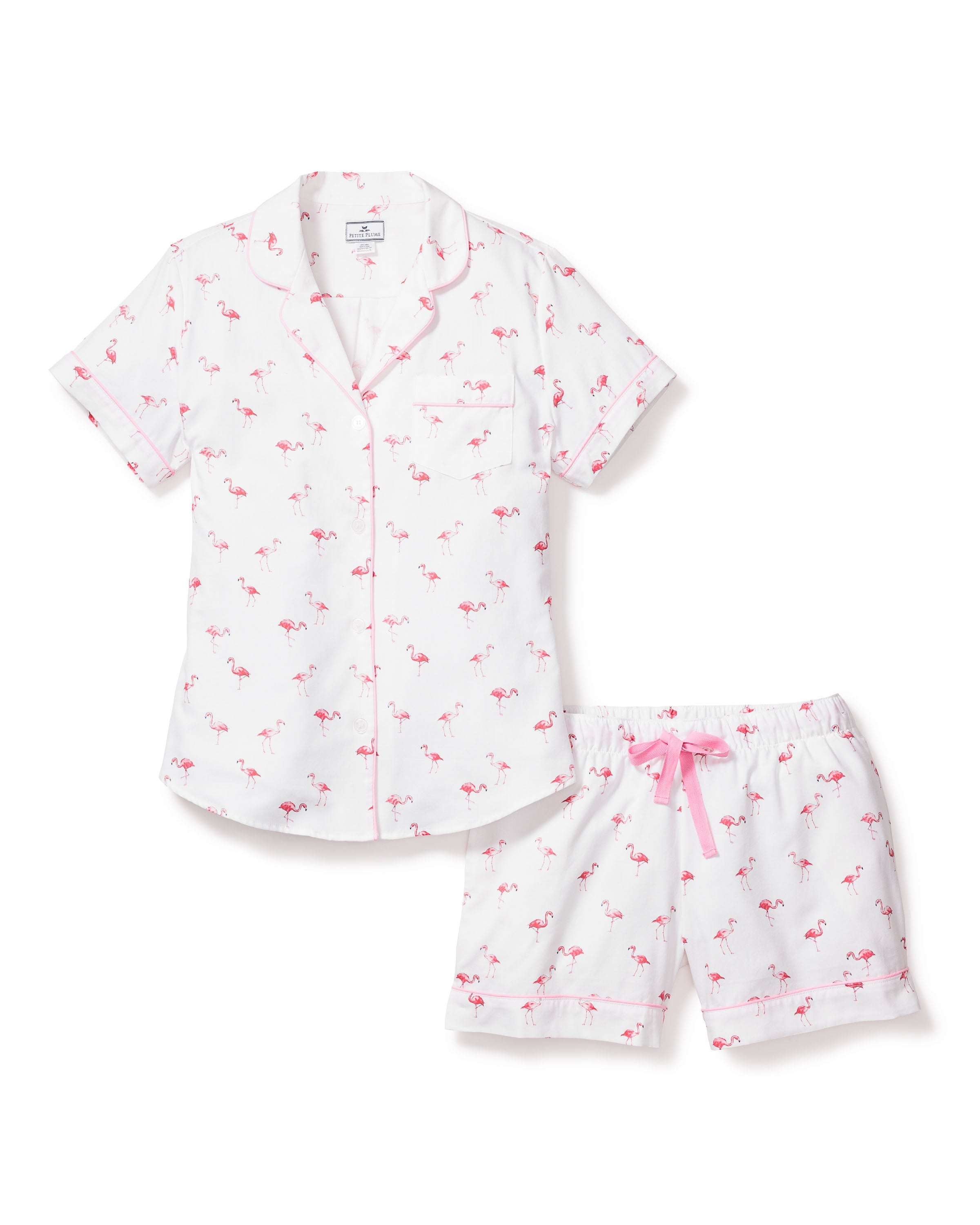 Women’s Twill Short Sleeve Short Set in Flamingos