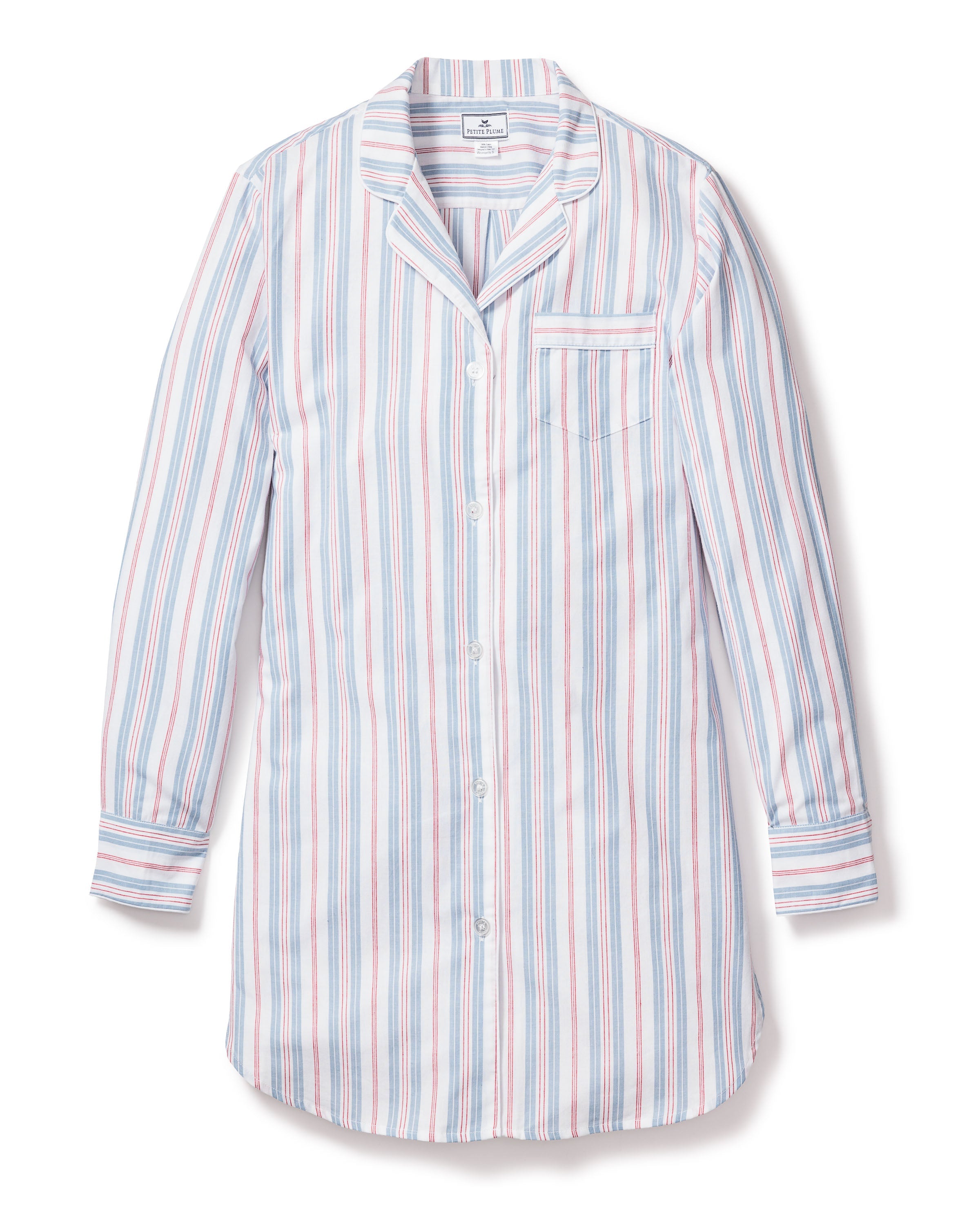 Women’s Twill Nightshirt in Vintage French Stripes