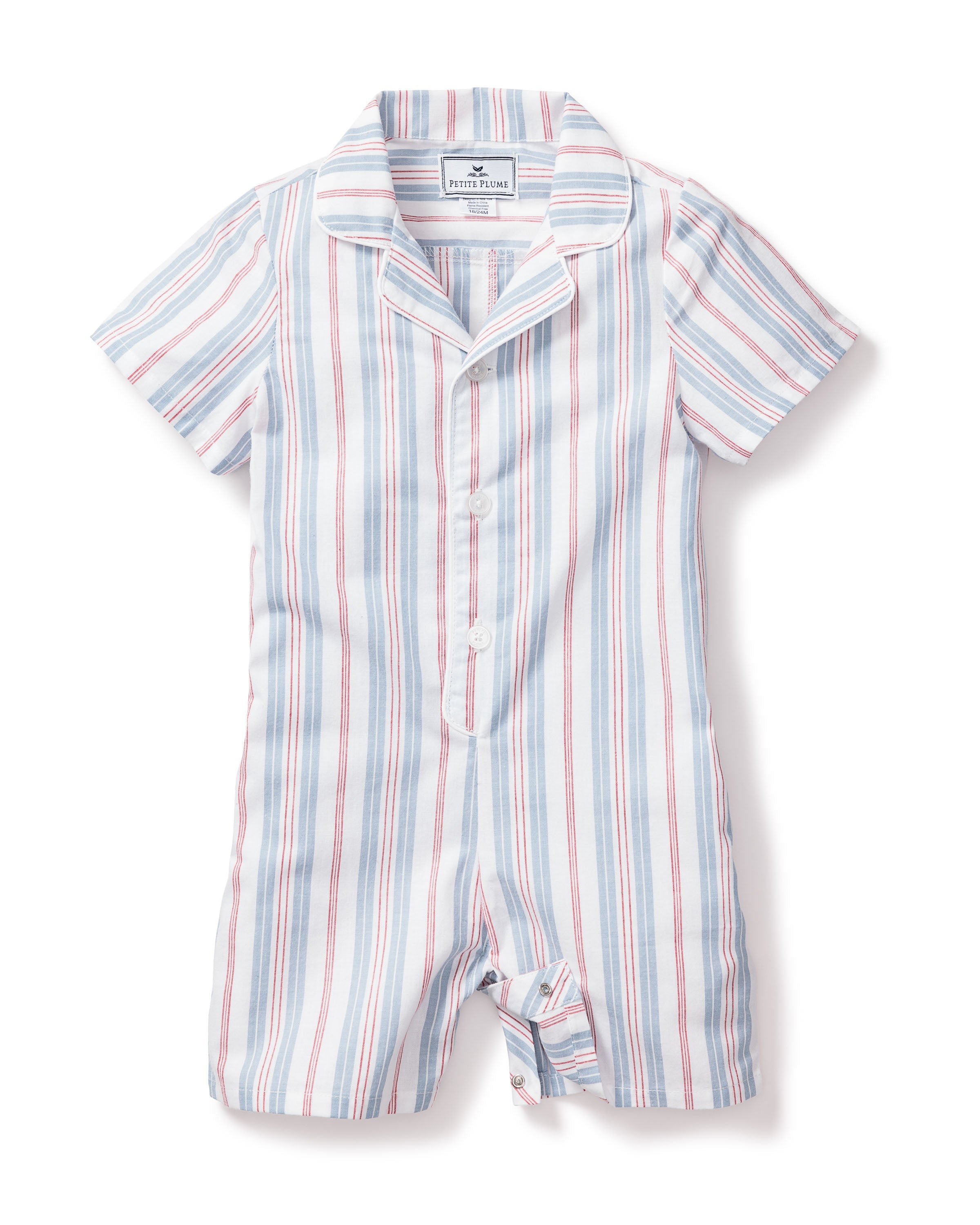 Baby’s Twill Summer Romper in Vintage French Stripes