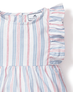 Baby’s Twill Ruffled Romper in Vintage French Stripes