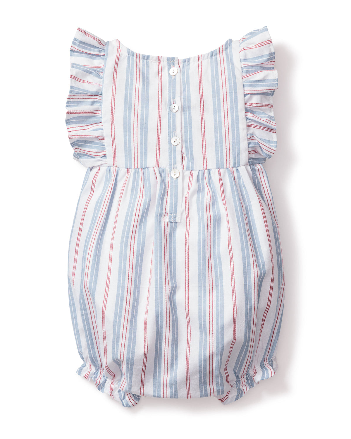 Baby’s Twill Ruffled Romper in Vintage French Stripes