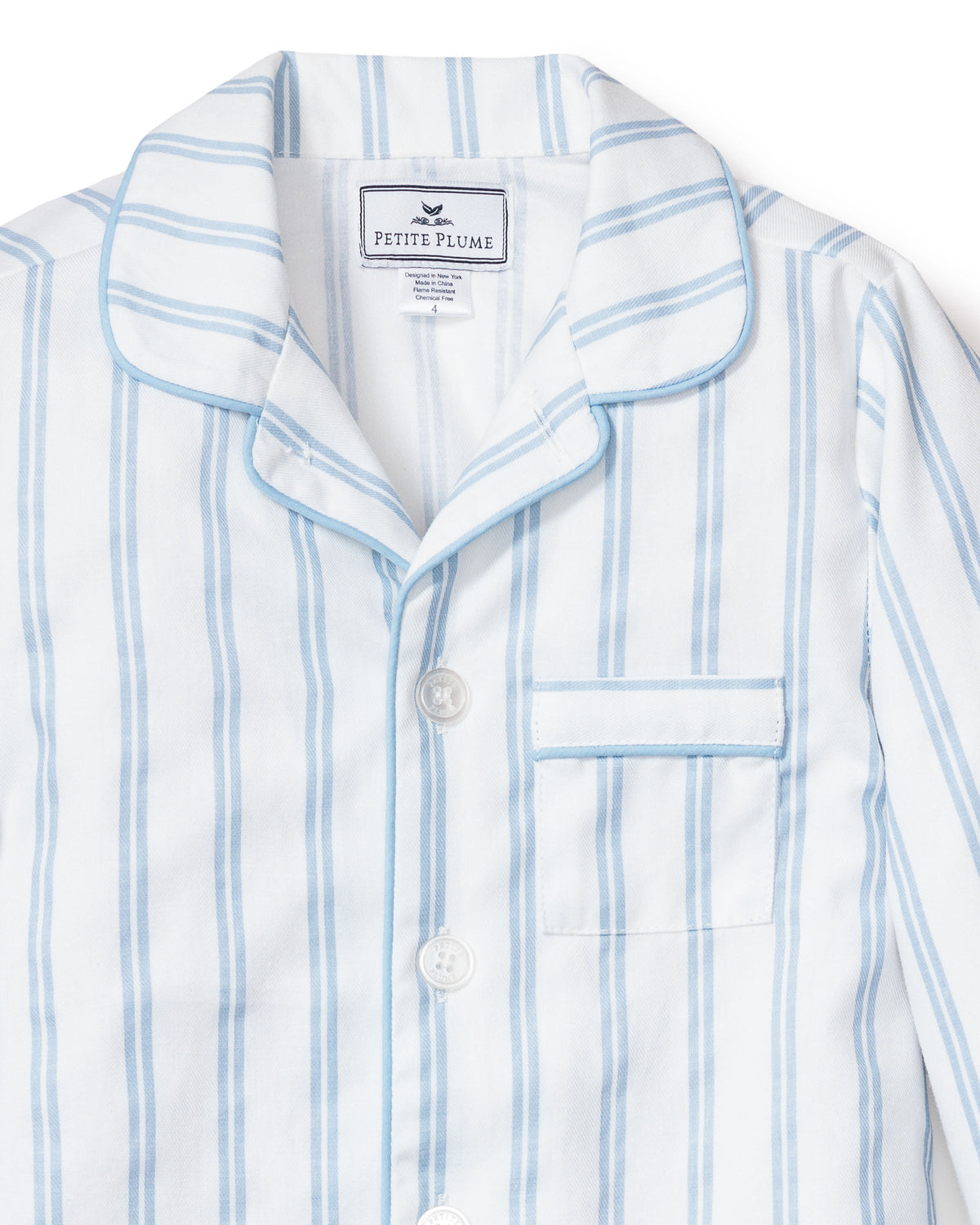 Kid’s Twill Pajama Set in Periwinkle Stripe