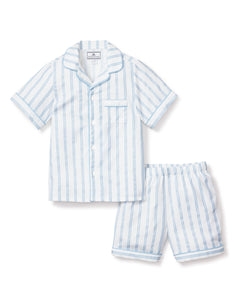 Kid’s Twill Pajama Short Set in Periwinkle Stripe