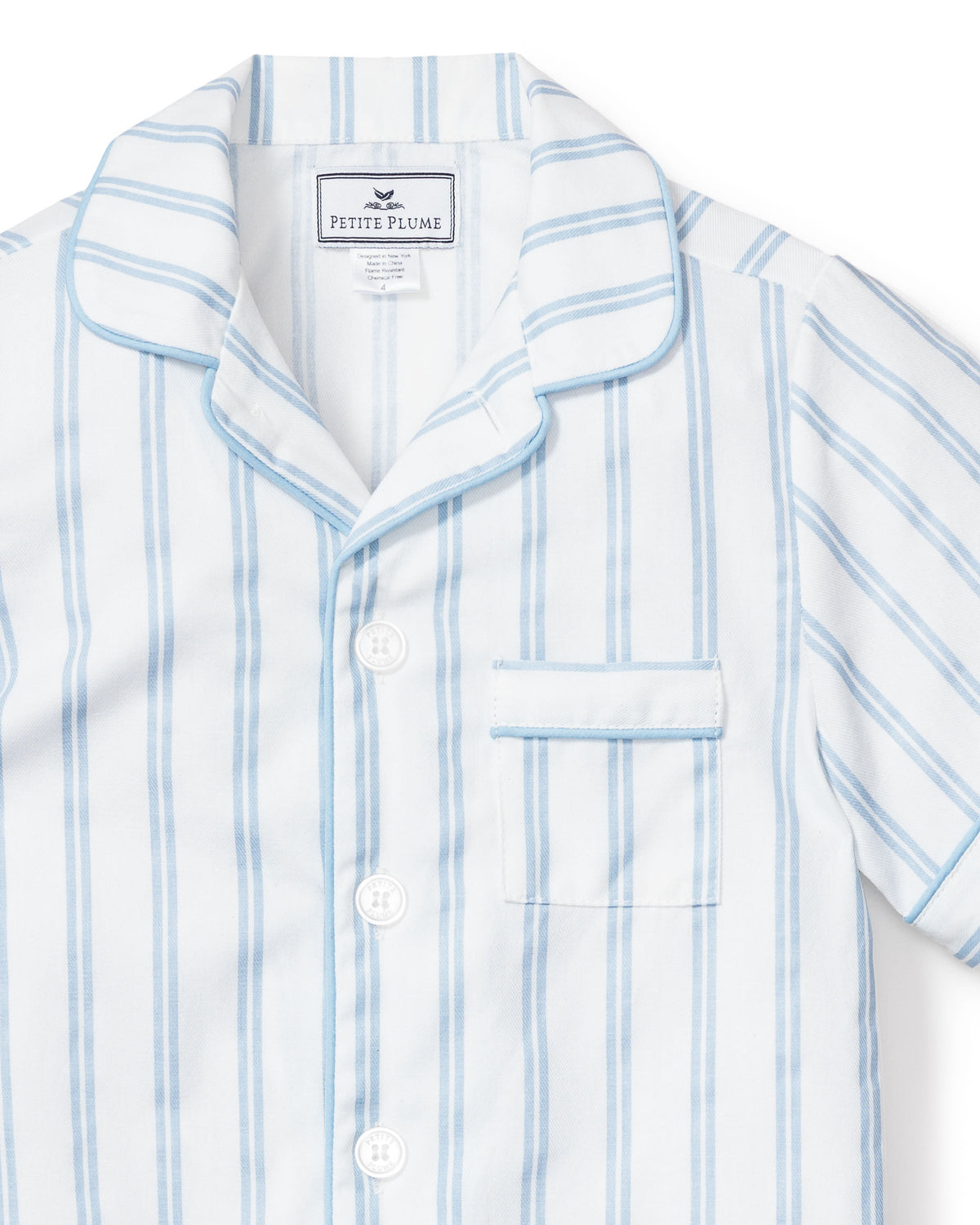 Kid’s Twill Pajama Short Set in Periwinkle Stripe