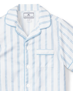 Kid’s Twill Pajama Short Set in Periwinkle Stripe