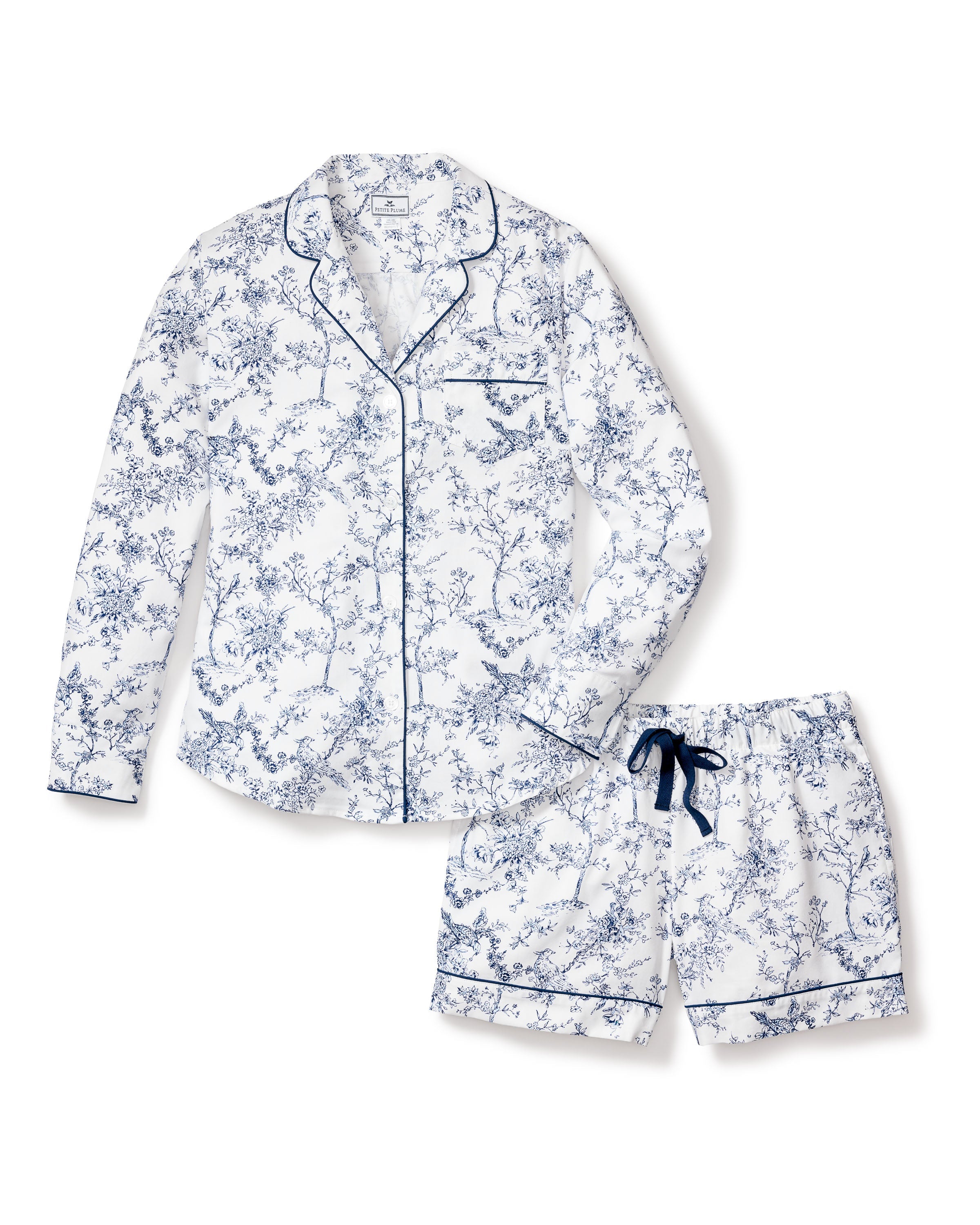 Women’s Twill Long Sleeve Short Set in Timeless Toile