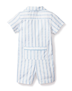 Baby’s Twill Summer Romper in Periwinkle Stripe