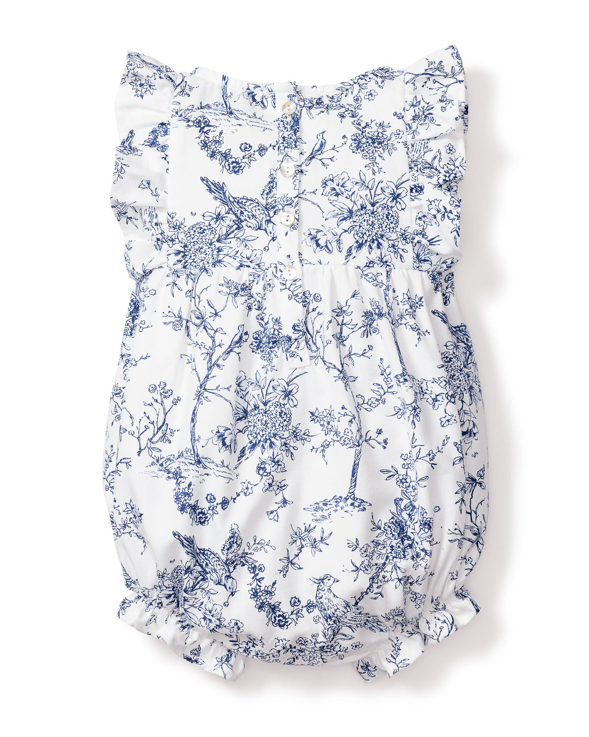 Baby’s Twill Ruffled Romper in Timeless Toile