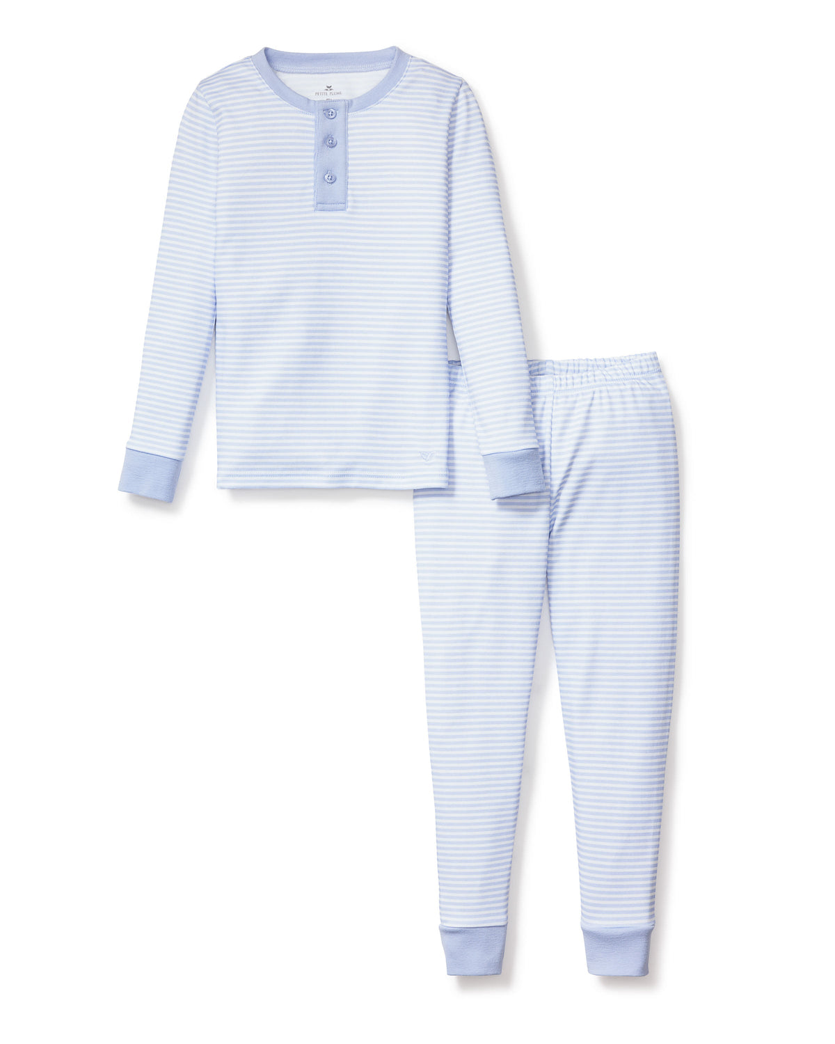 Kid’s Pima Snug Fit Pajama Set in Blue Stripes