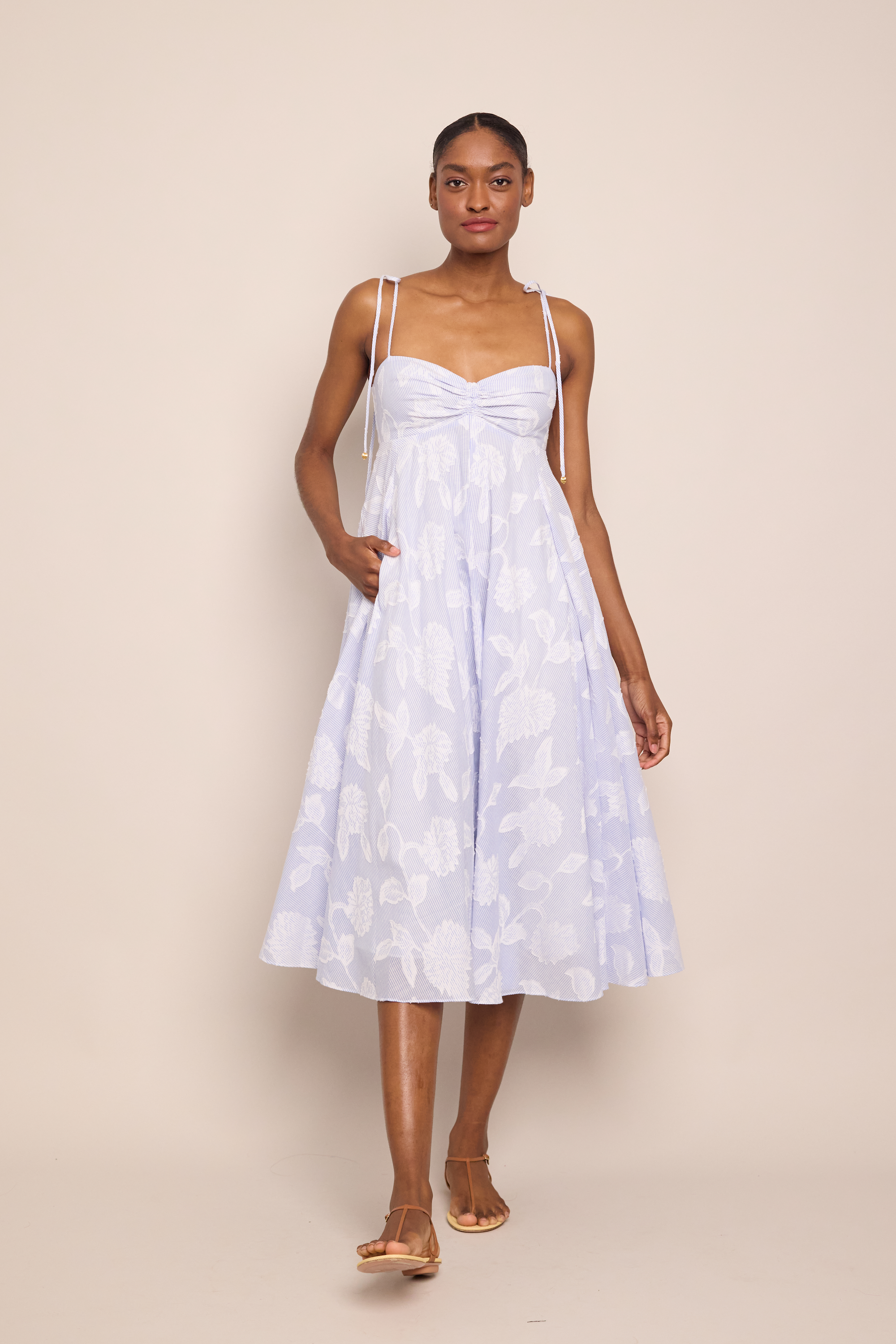 Sunray Dress in Floral Clip Jacquard