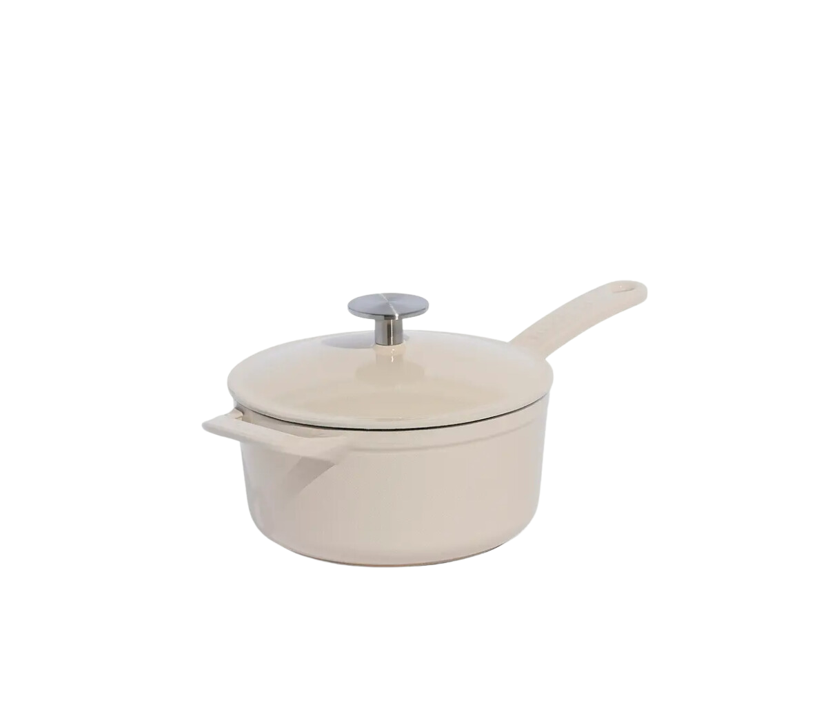 Enameled Cast Iron Saucepan in White