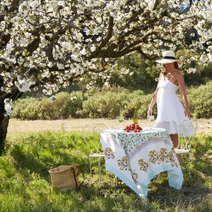 French Tablecloth Fraises des Bois Bleu