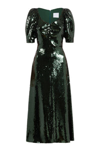 September Emerald Paillette Midi Dress