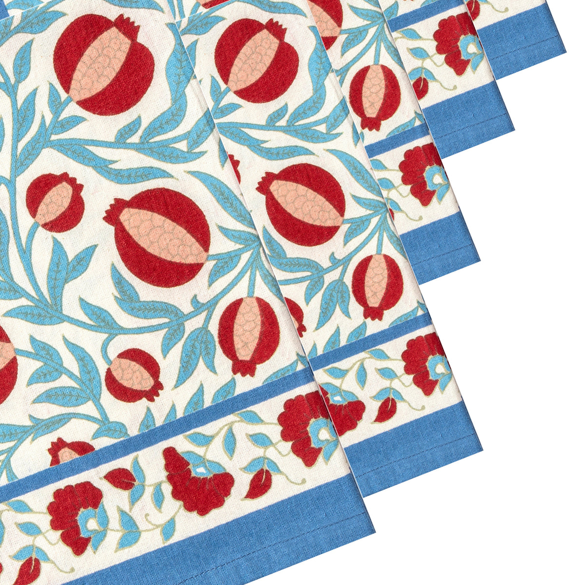 Grenadine Blue & Red Napkins, Set of 6