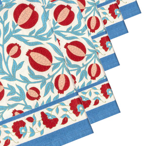 Grenadine Blue & Red Napkins, Set of 6