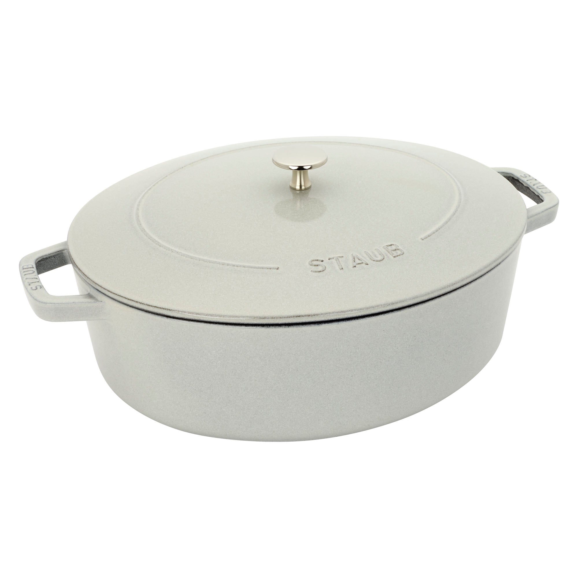 Cast Iron 6.25-qt Shallow Oval Dutch Oven in White Truffle