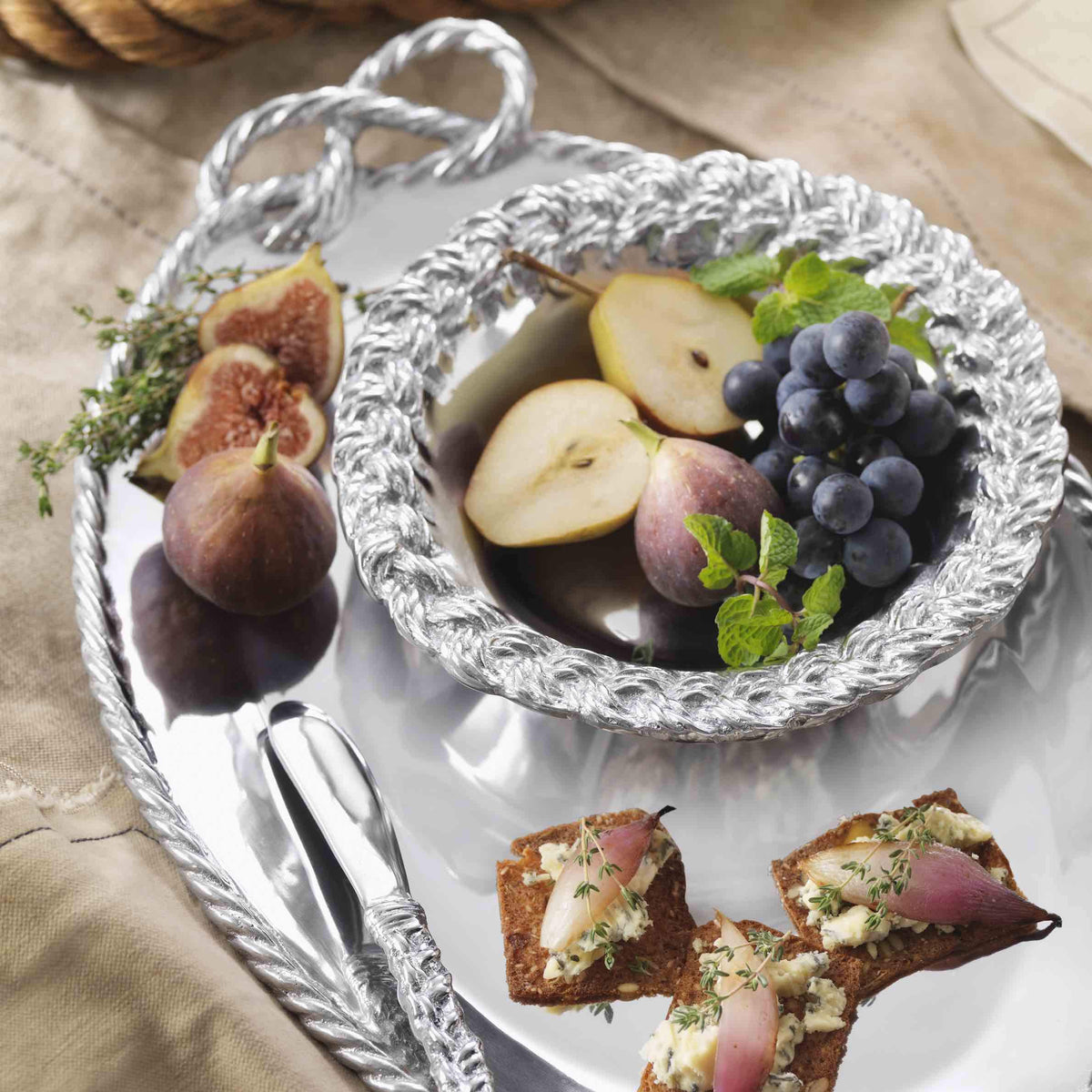 Rope Oval Serving Tray-Serving Trays and More-|-Mariposa