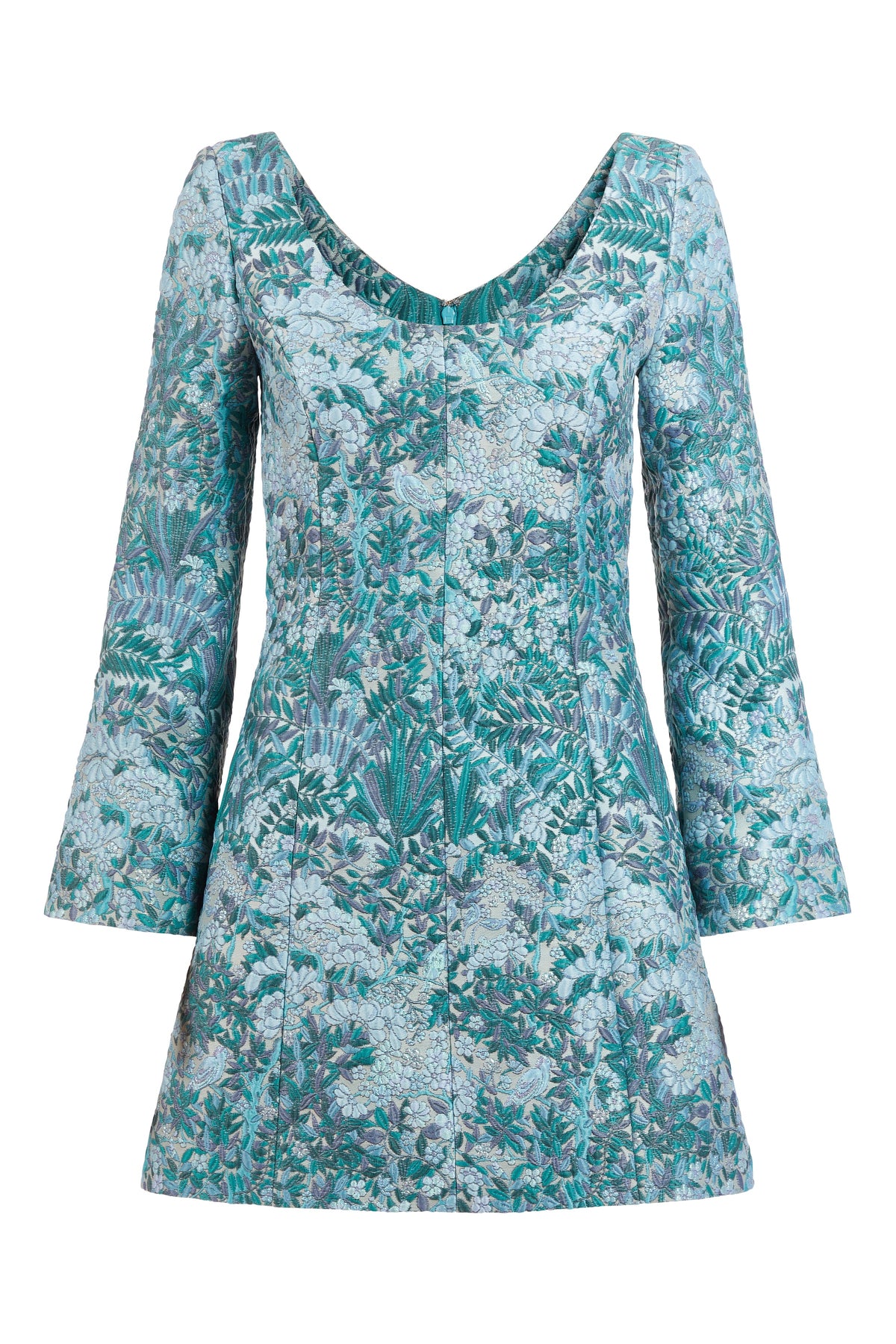 Jane Teal Floral Brocade Mini Dress