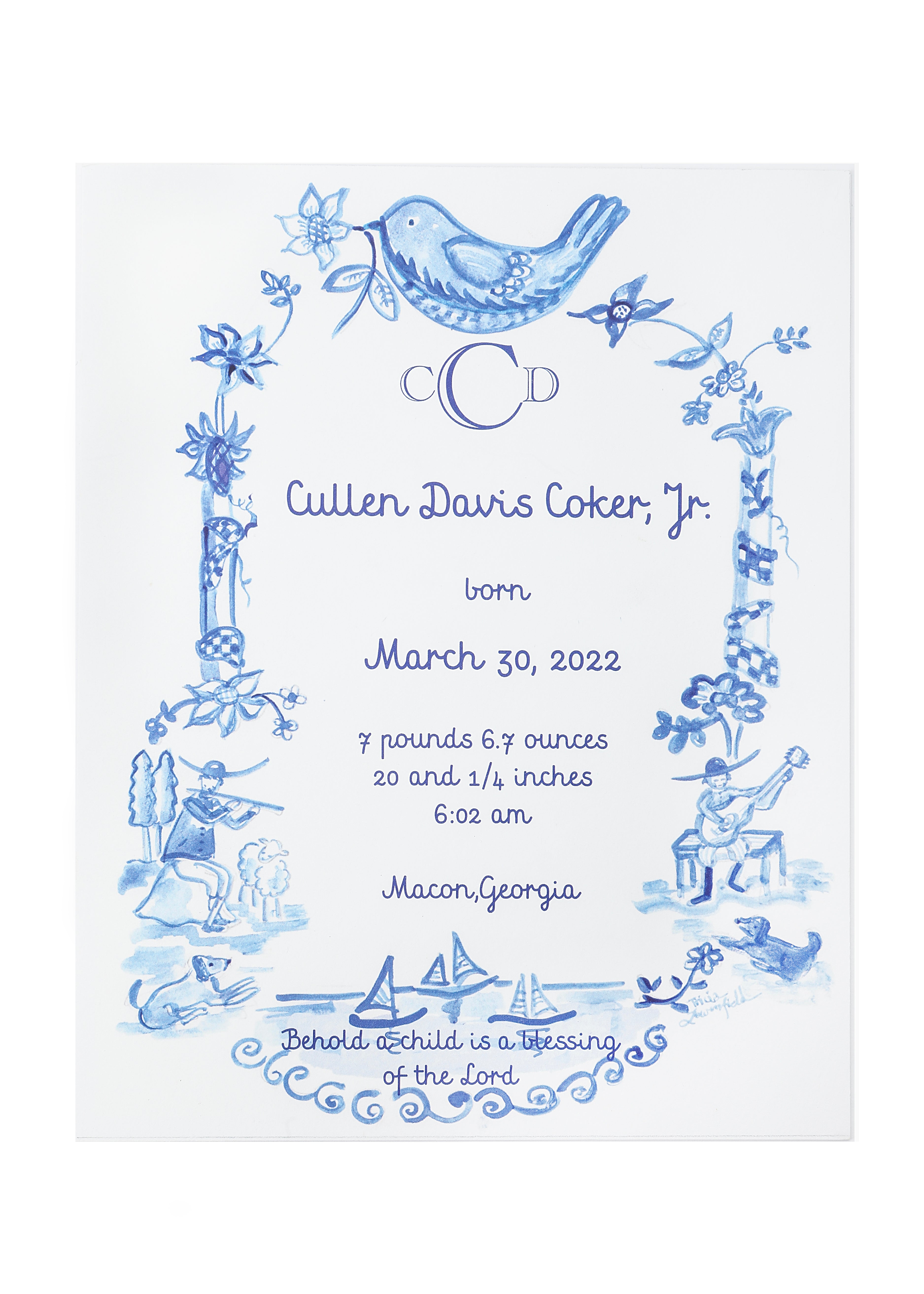 Birth Announcement in Light Blue