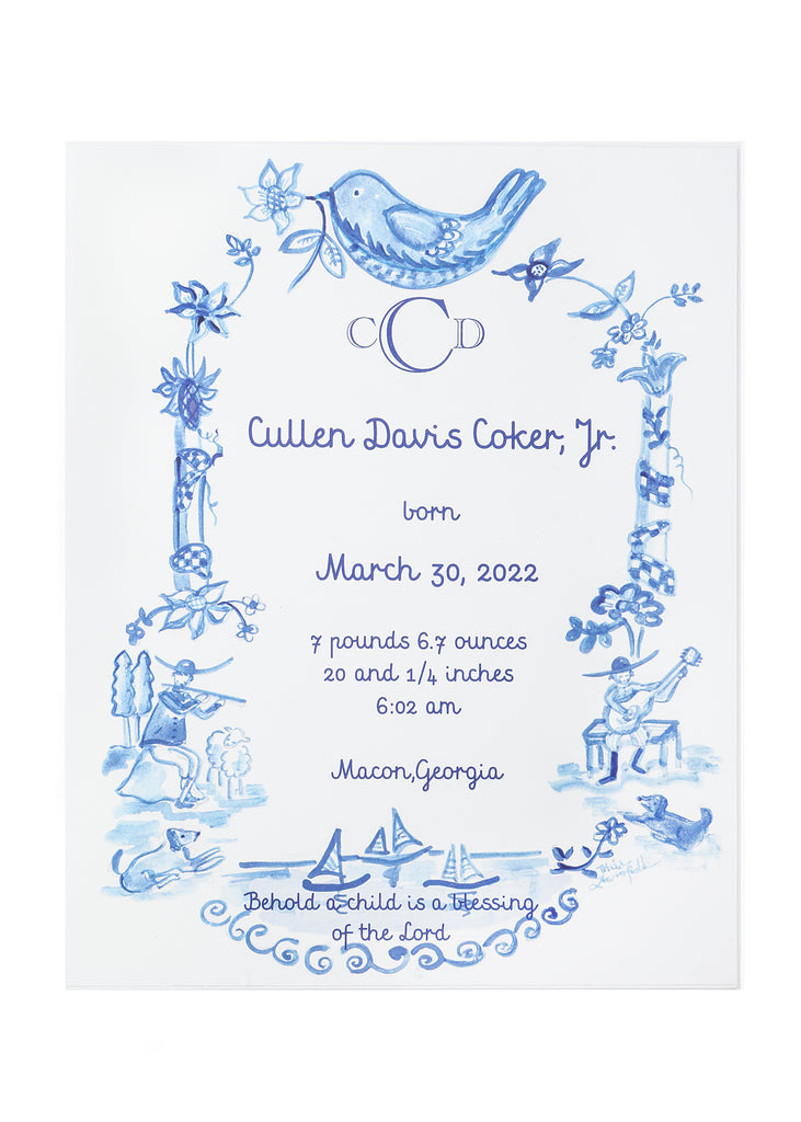 Birth Announcement in Light Blue