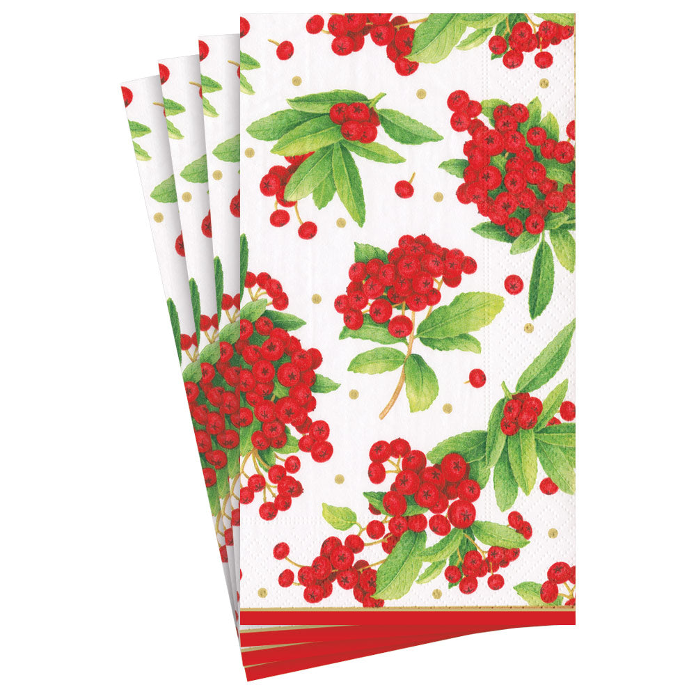 Christmas Berry Paper Guest Towel Napkins in Red, Set of 15