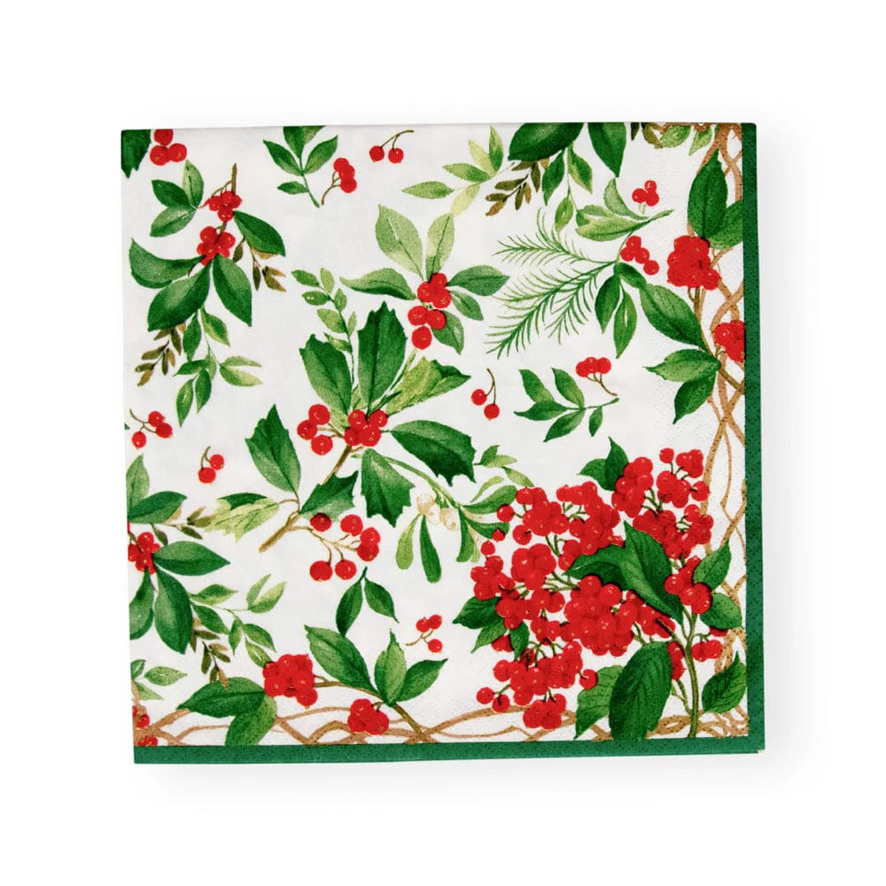 Holly Chintz White Napkin Dinner, Set of 20