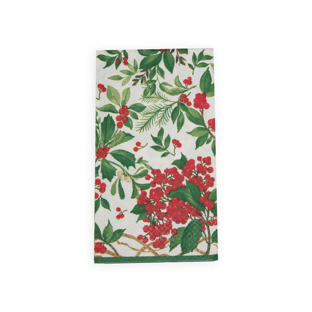 Holly Chintz White Guest Towel Napkins, Set of 15