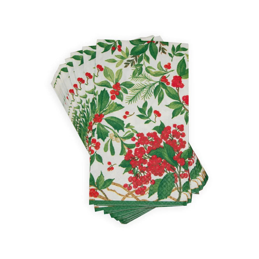 Holly Chintz White Guest Towel Napkins, Set of 15