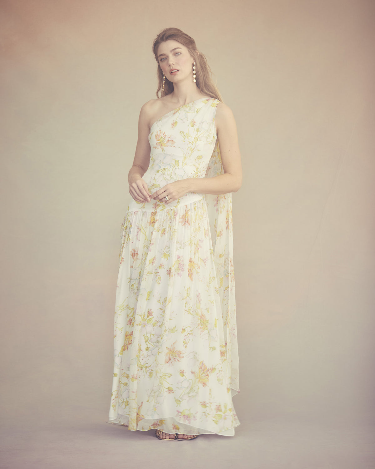 Remy Dress in Ivory Bloom Silk Chiffon