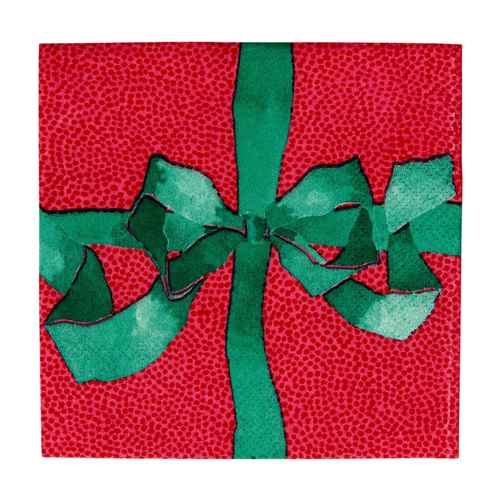 Happy Menocal x Capsari Tied With A Bow Red & Spruce Cocktail Napkins, Set of 20