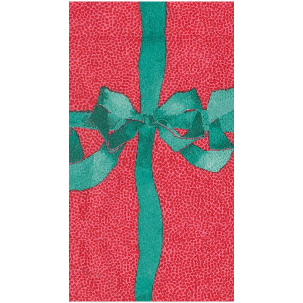 Happy Menocal x Capsari Tied With A Bow Red & Spruce Guest Towel Napkins, Set of 15