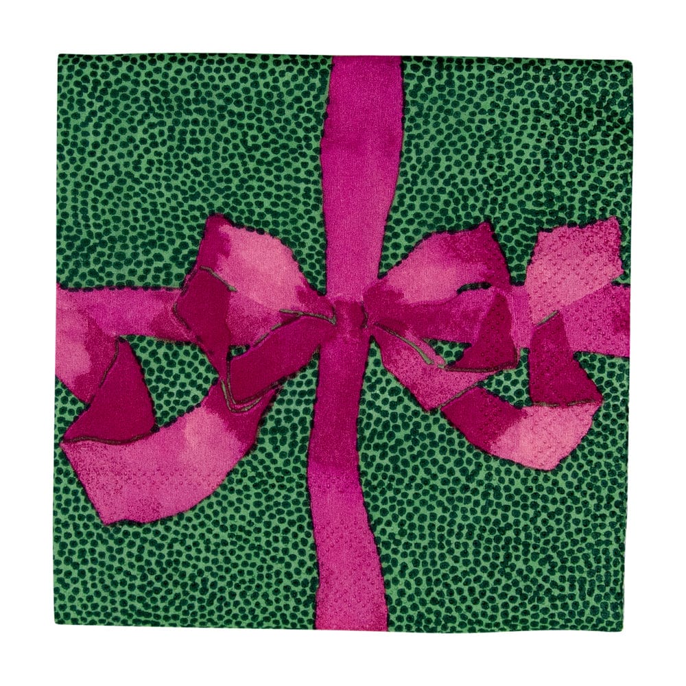 Happy Menocal x Capsari Tied With A Bow Green & Plum Cocktail Napkins, Set of 20