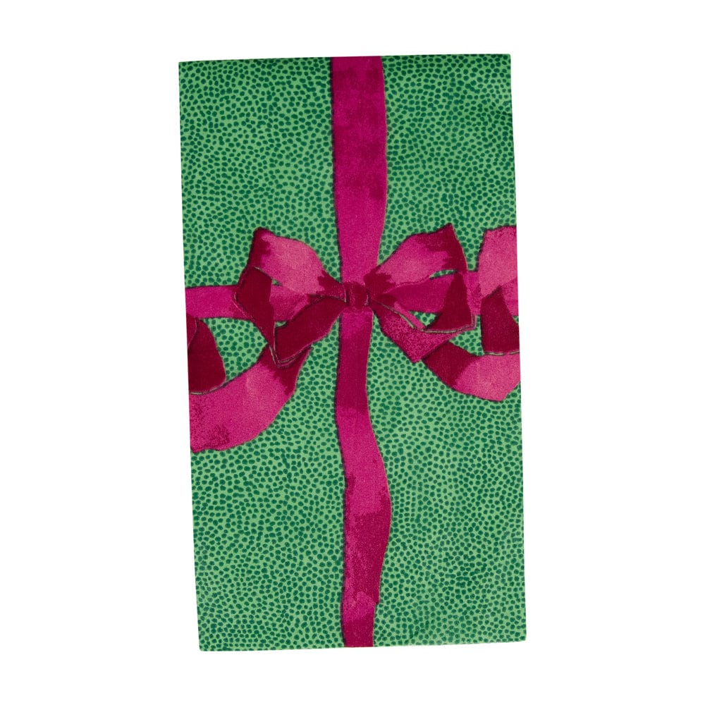 Happy Menocal x Capsari Tied With A Bow Green & Plum Guest Towel Napkins, Set of 15