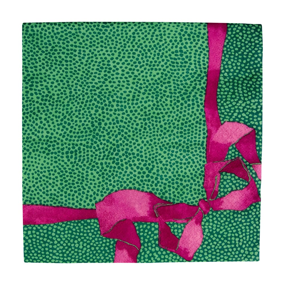 Happy Menocal x Capsari  Tied With A Bow Green & Plum Luncheon Napkins, Set of 20