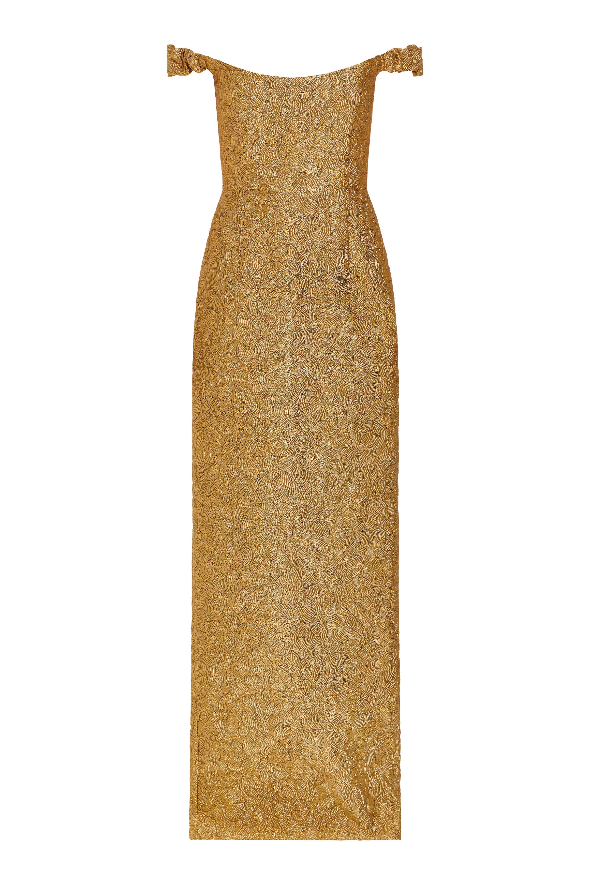 Yolanda Gold Brocade Column Gown