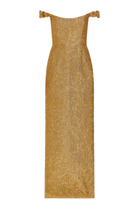 Yolanda Gold Brocade Column Gown