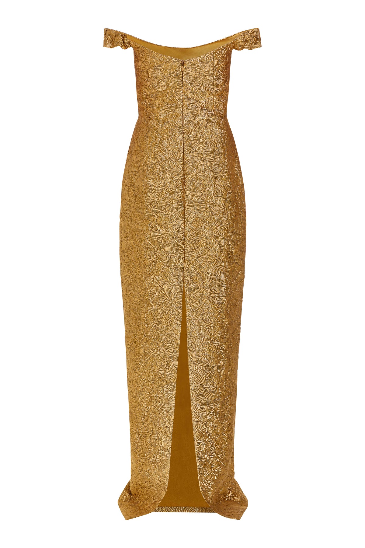 Yolanda Gold Brocade Column Gown